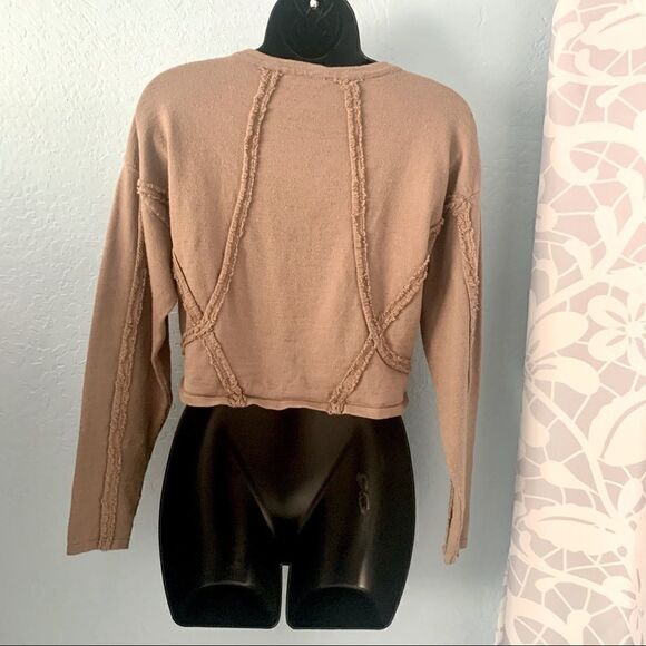 Amaryllis Brown Fringed Crop Top Size Small - Picture 4 of 9